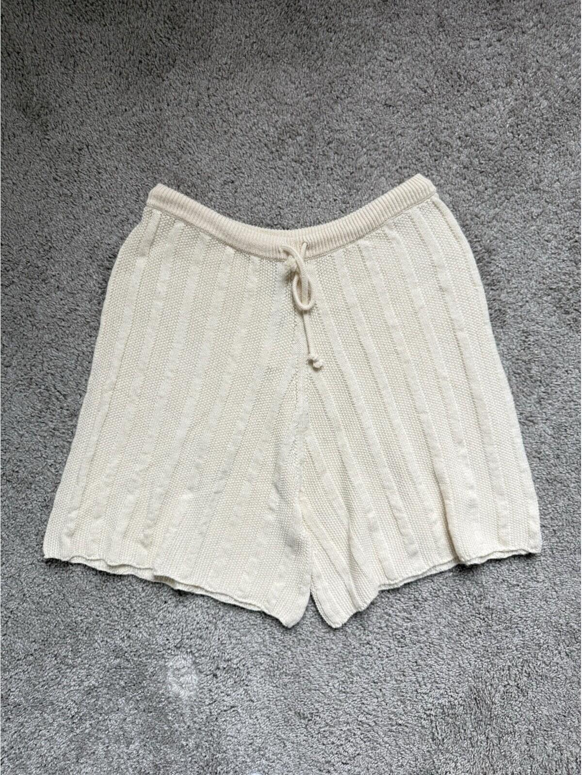 Wol Hide Nwt Women’s Ecru Size S/M Wide Ribbed Shorts Minimalist Luxury Baggy — image 2 of 8